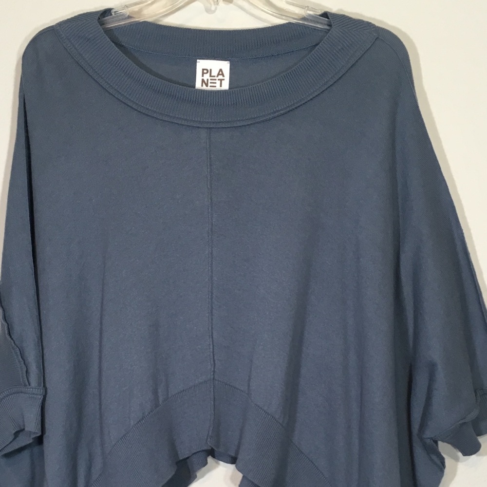 PLANET Oversized Top Uneven Knit Modern Urban Blue - Picture 2 of 8